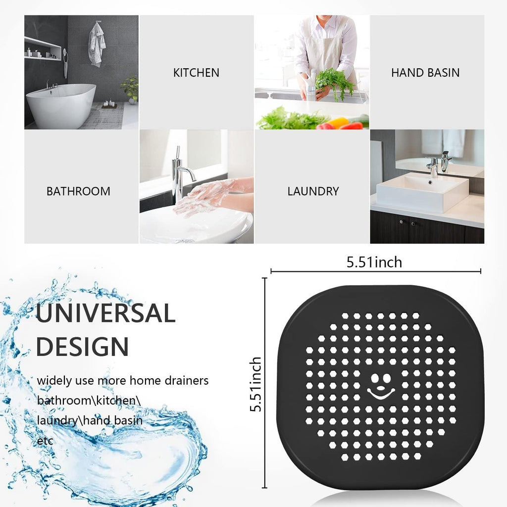 2 Pack Drain Hair Catcher Silicone Shower Drain Protector Sink Drain Strainer Hair Stopper for