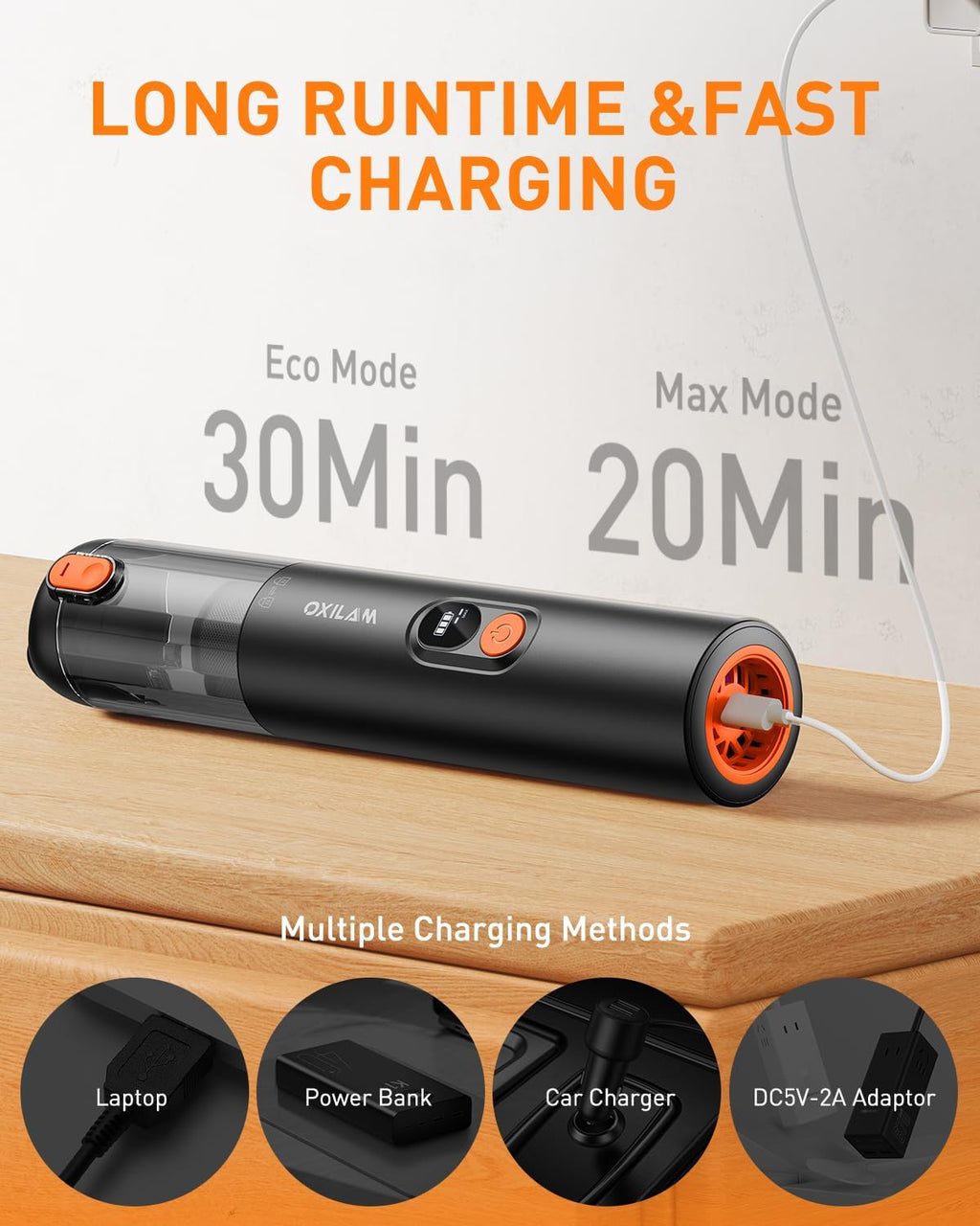 OXILAM Car Vacuum Portable - Handheld Vacuum Cordless 14000PA High Power, Blow & Suction 2 in 1, Up