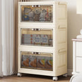 3 Tier - 48QT Storage Bins with Lids, Collapsible Storage Bins with Doors and Wheels, Plastic