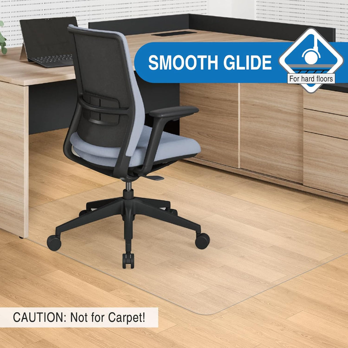 Clear Chair Mat, 75" x 60" Large Chair Mat for Hard Floors, Anti-Slip Desk Mat for Rolling Chair