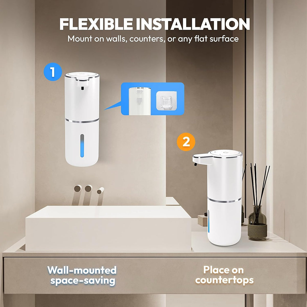 Automatic Foaming Soap Dispenser,Touchless Foam Soap Dispenser,12.8oz Rechargeabled Wall Mounted