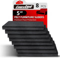 Ezprotekt 5" Square Felt Furniture Movers Sliders for Hardwood Floors, 8 Pcs Reusable Felt