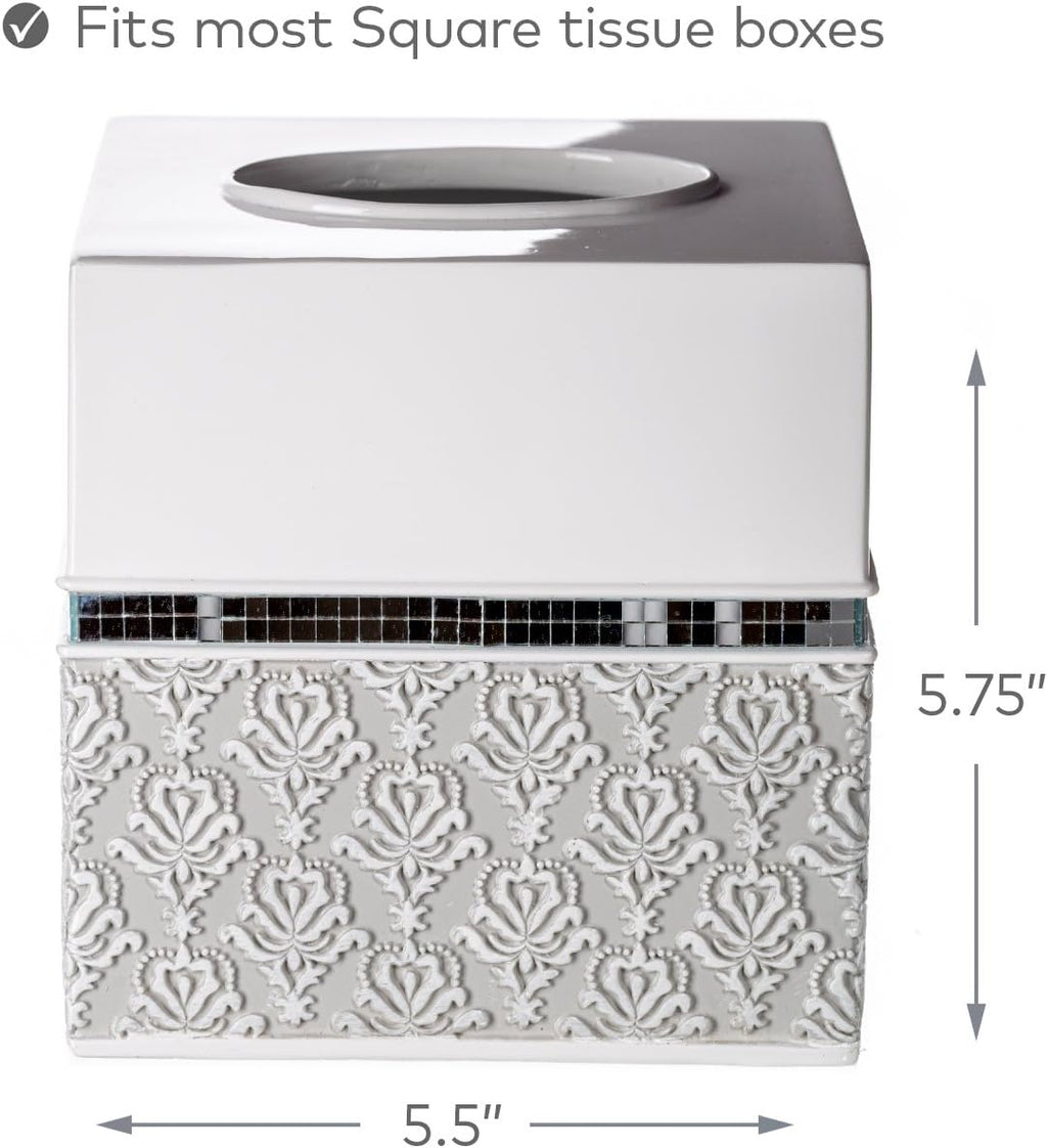 Creative Scents Mirror Damask Square Tissue Box Cover - Decorative Bathroom Tissues Paper Holder
