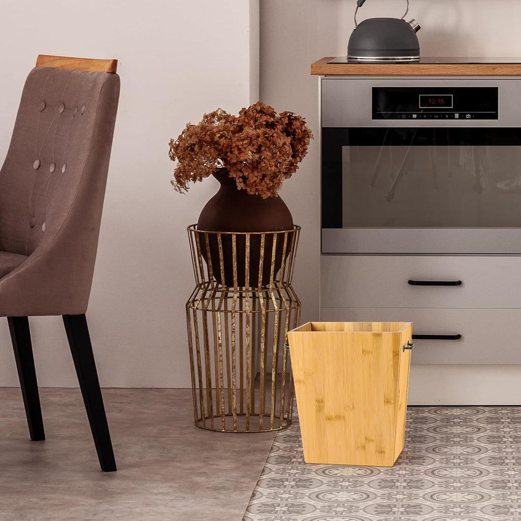 SEHERTIWY Wood Trash Can, Farmhouse Wastebasket Bin for Bathroom, Office, Bedroom, Living Room