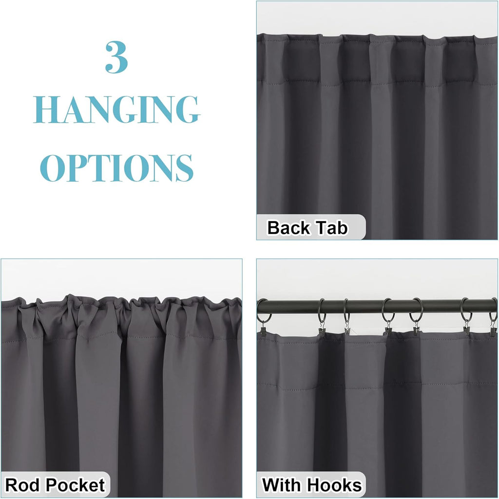 RYB HOME Bathroom Curtains Blackout - Thermal Insulating Privacy Small Window Curtains Short for