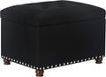 Joveco Storage Ottoman Bench, Rectangle 24″ Linen Foot Rest Stool Square Footstool for Living Room
