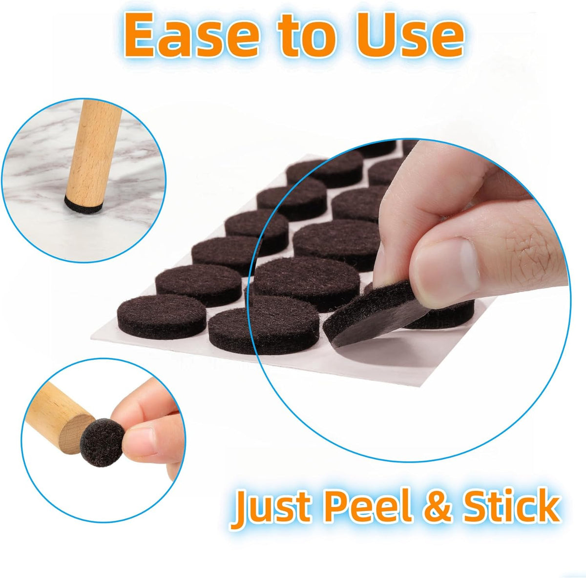 Felt Furniture Pads for Hardwood Floors 164 Piece, Furnigear Anti Scratches Felt Pads for Round