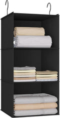 Hanging Closet Organizer - 3-Shelf, Easy Mount Foldable Wardrobe Storage Shelves for Clothes