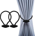 Hion Magnetic Curtain Tiebacks Black 2pcs, Curtain Tiebacks Buckles Holdbacks Holders Hooks Clip