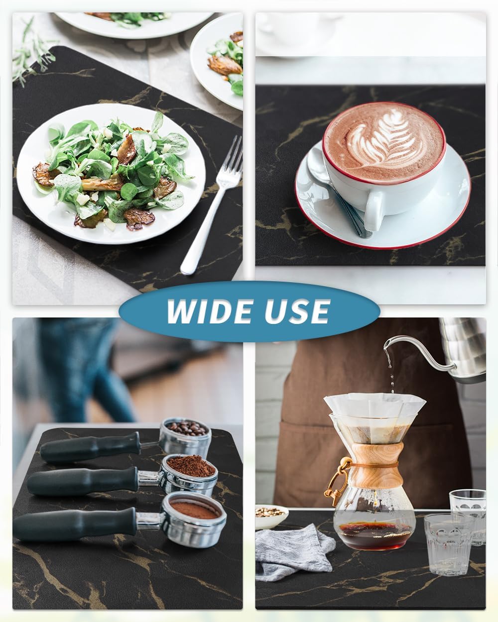 AMOAMI Coffee Mat Hide Stain Rubber Backed Absorbent Dish Drying Mat for Kitchen Counter-Coffee Bar