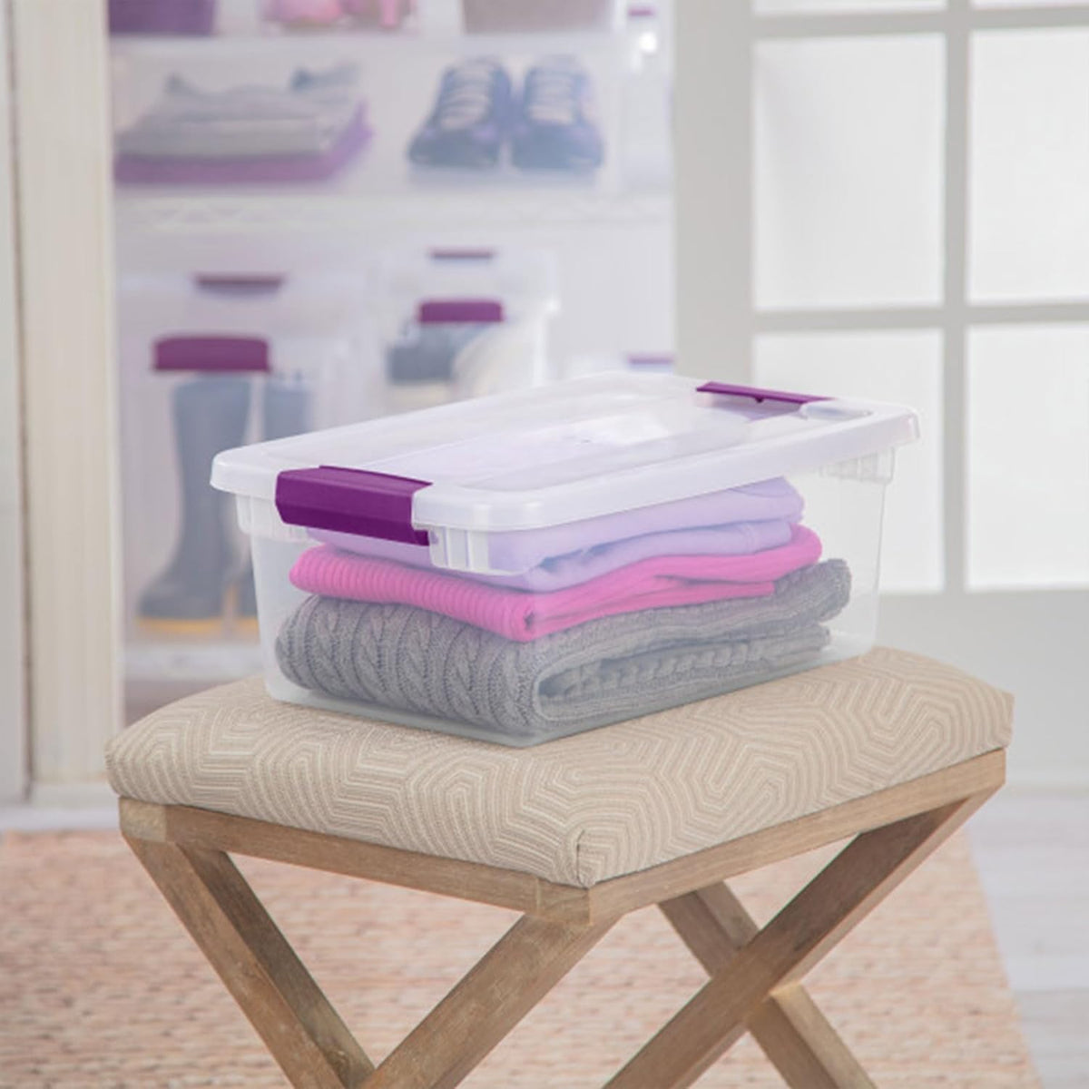 Sterilite 36-Pack 15 Quart Clearview Latch Box, Stackable Organizer Bins with Latching Lids - Clear