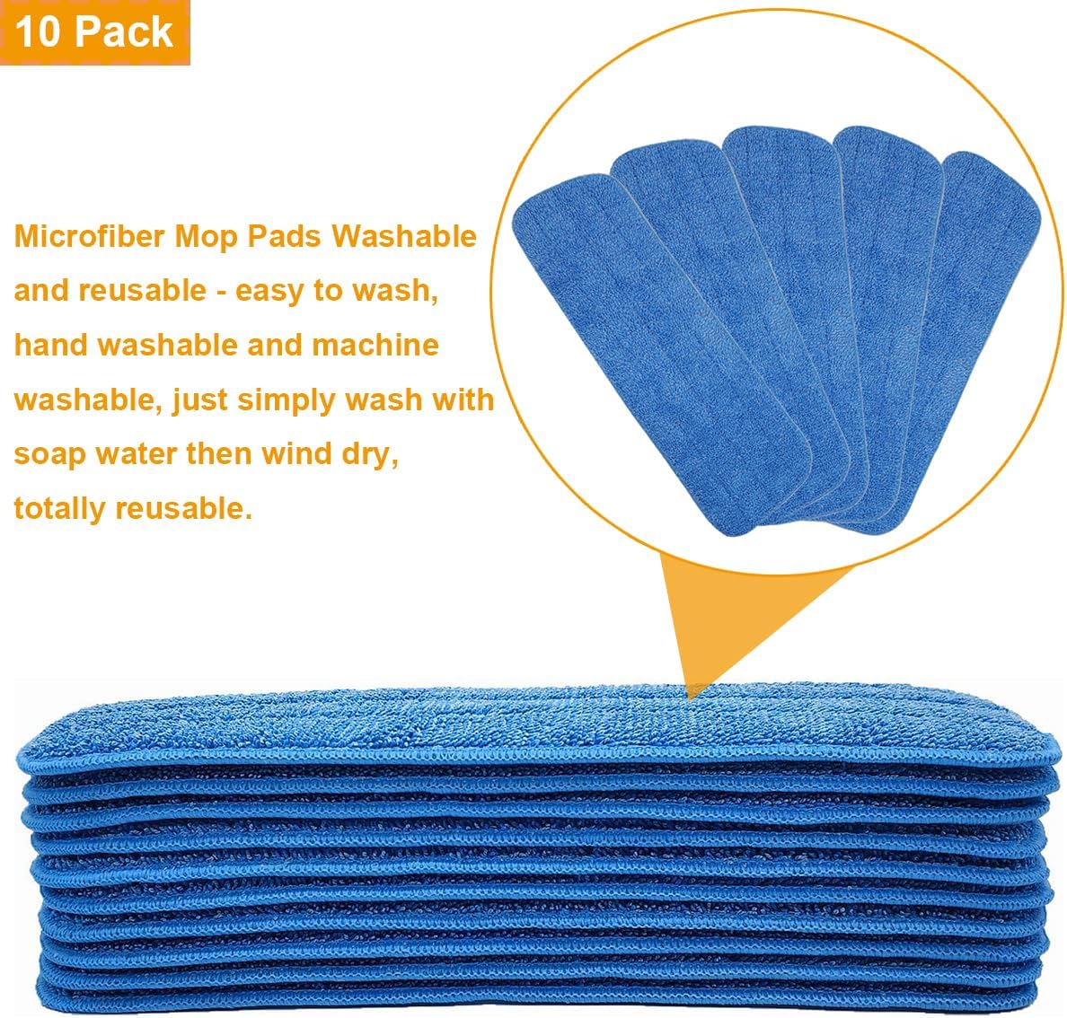 18 Inch Microfiber Spray Mop Replacement Heads Compatible with Bona, Washable Reusable Flat Mop