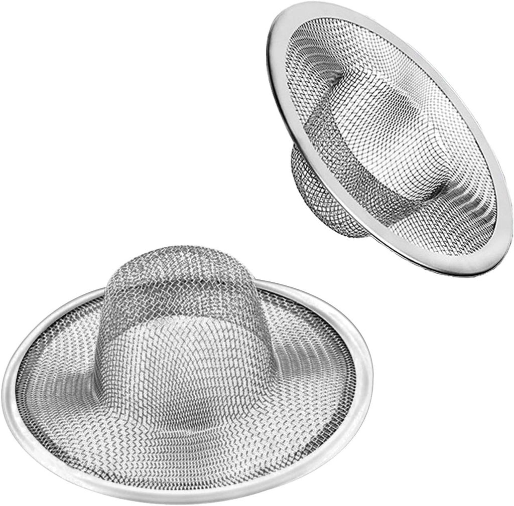 2pcs Heavy Duty Stainless Steel Slop Basket Filter Trap, 2.75" Top / 1" Mesh Metal Sink Strainer