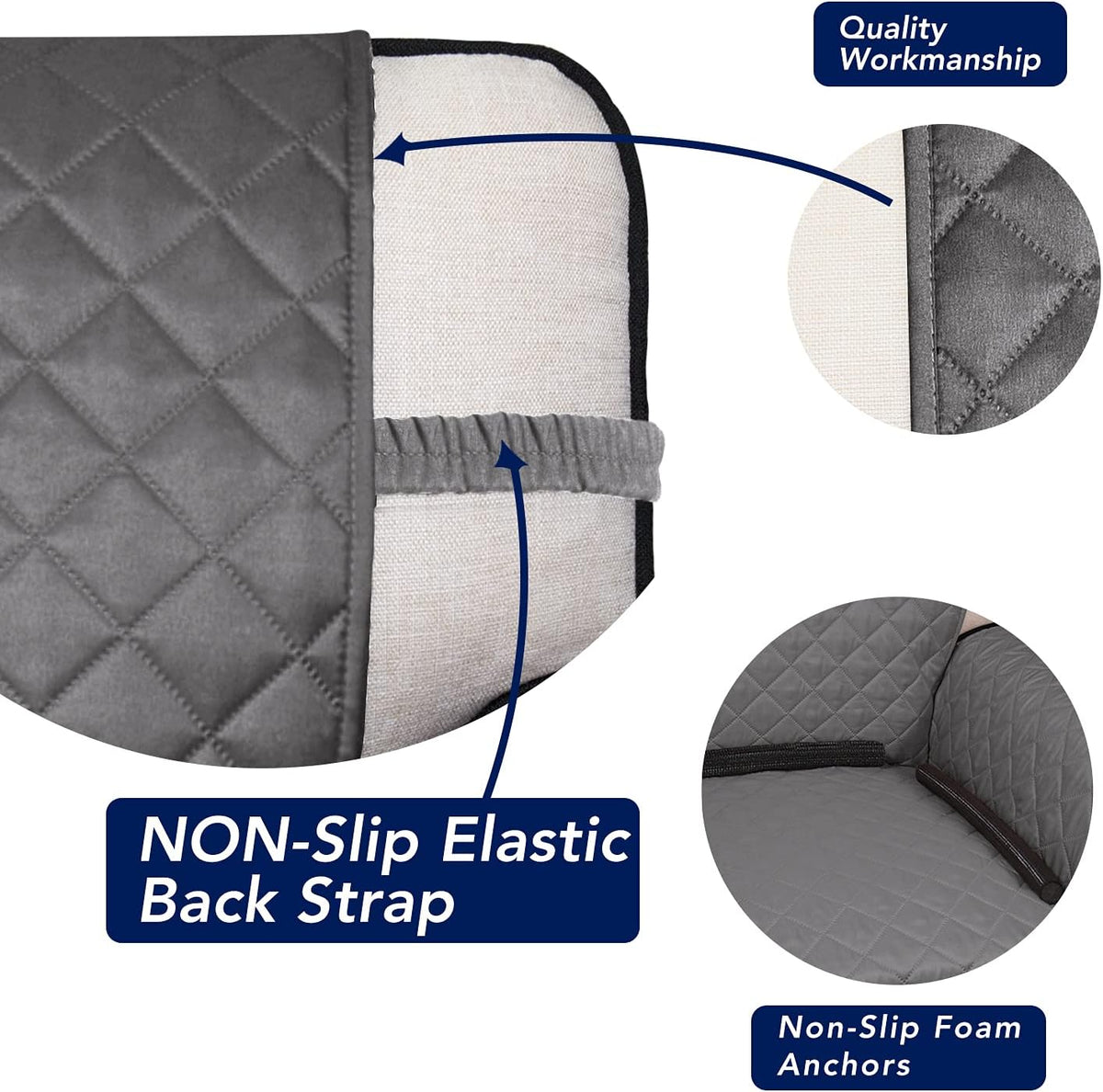 PureFit Reversible Quilted Sofa Cover, Water Resistant Medium Slipcover Furniture Protector