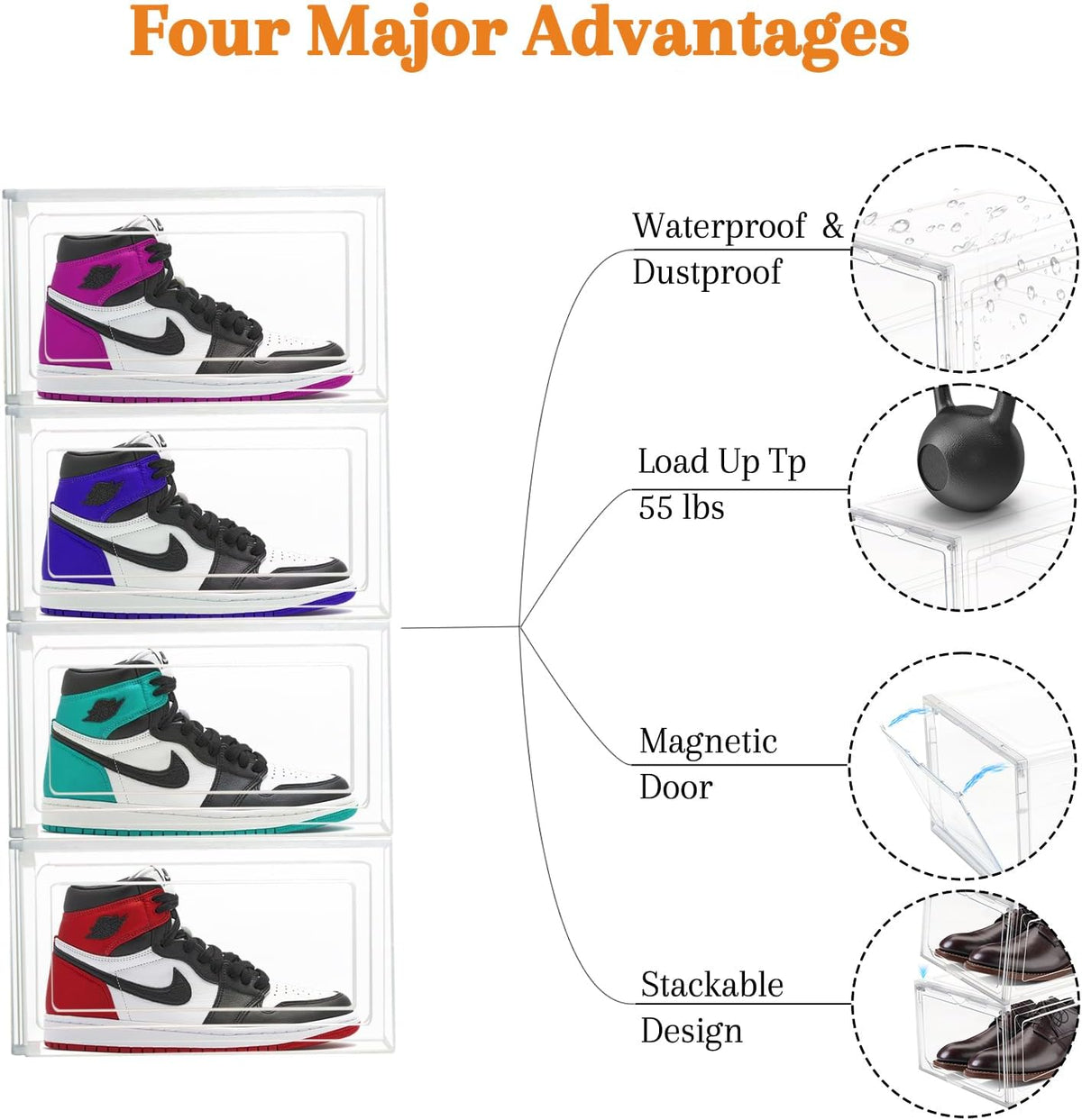 10 Pack Shoe Storage Box Clear Hard Plastic Shoe Organizer Stackable Hats Sneaker Display Case with