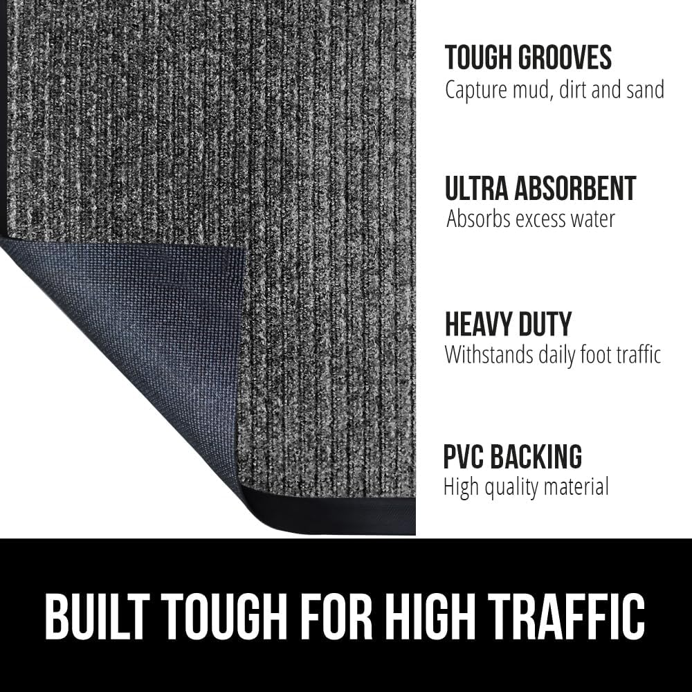 GORILLA GRIP Traffic Guard Door Mat, 2 Pack, Heavy Duty Waterproof Doormat, Commercial Office Space