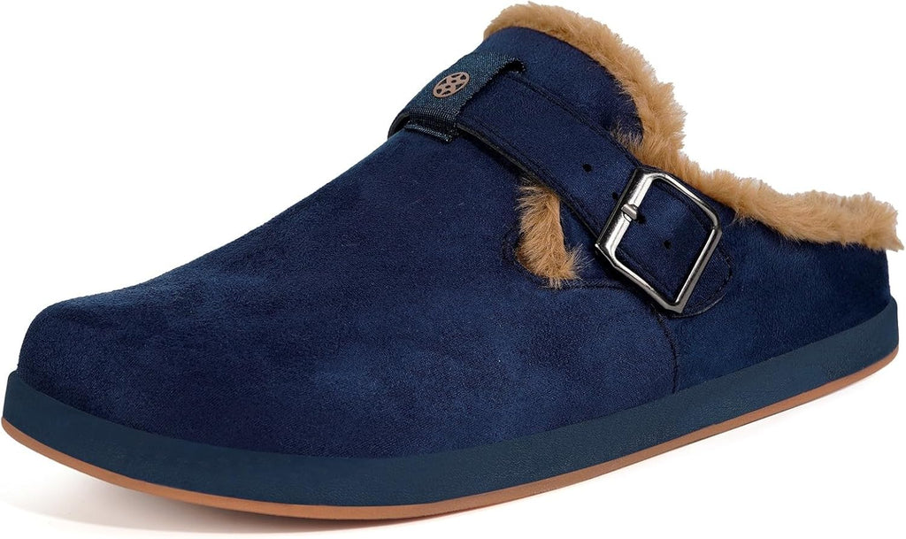 Fur Lined Clogs for Women Men Suede Winter Slippers Arch Support Slip on Mules Potato Shoes with