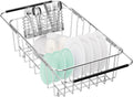 Dish Drainer Rack in Sink Adjustable, Expandable 304 Stainless Steel Metal Dish Drying Rack
