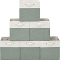 13 x 13 Inch Fine Linen Storage Bins with Handles，Fabric Cube Boxs，Collapsible Basket Organizers
