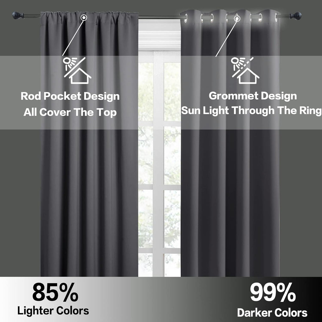 RYB HOME Blackout Curtains for Living Room, Room Darkening Small Window Treatment Thermal Insulated