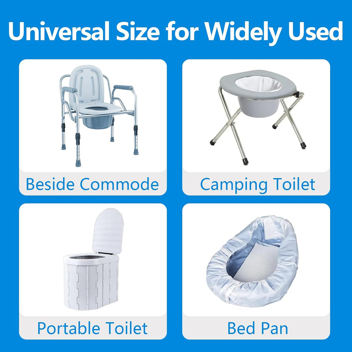 Commode Liners with Highly Absorbent Pads - [Pack of 60] - Bedside Commode Liners Disposable