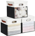 Fabric Storage Cubes with Clear Windows and Lids 11'' Foldable Storage Bins with 3 Handles