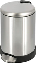 GLAD Small Trash Can, 1.2 Gallon | Round Stainless Steel Garbage Bin with Soft Close Lid & Step