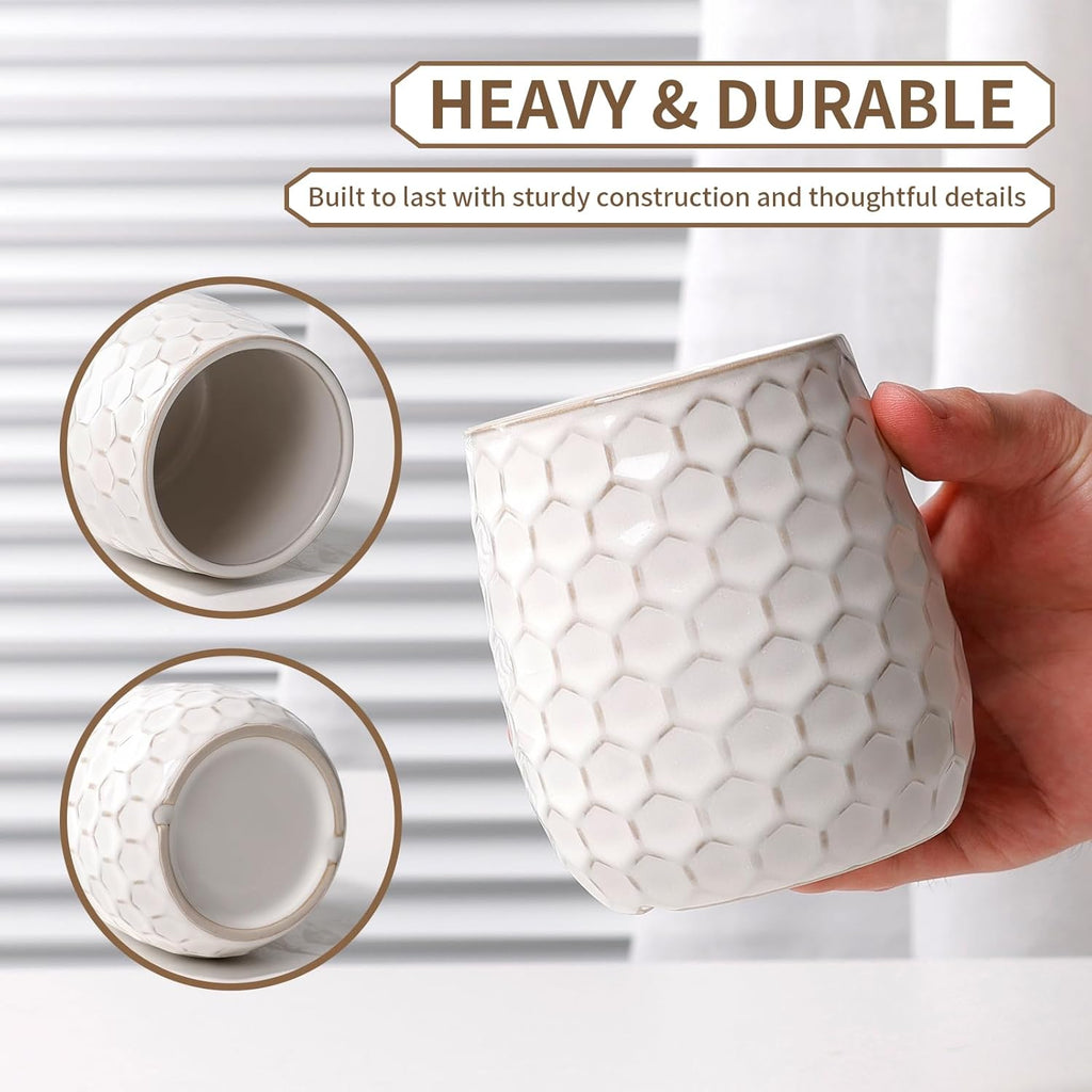 Toothbrush Holder, Tooth Brush Holder for Bathroom - Ceramic Toothbrush Cup White Toothbrush