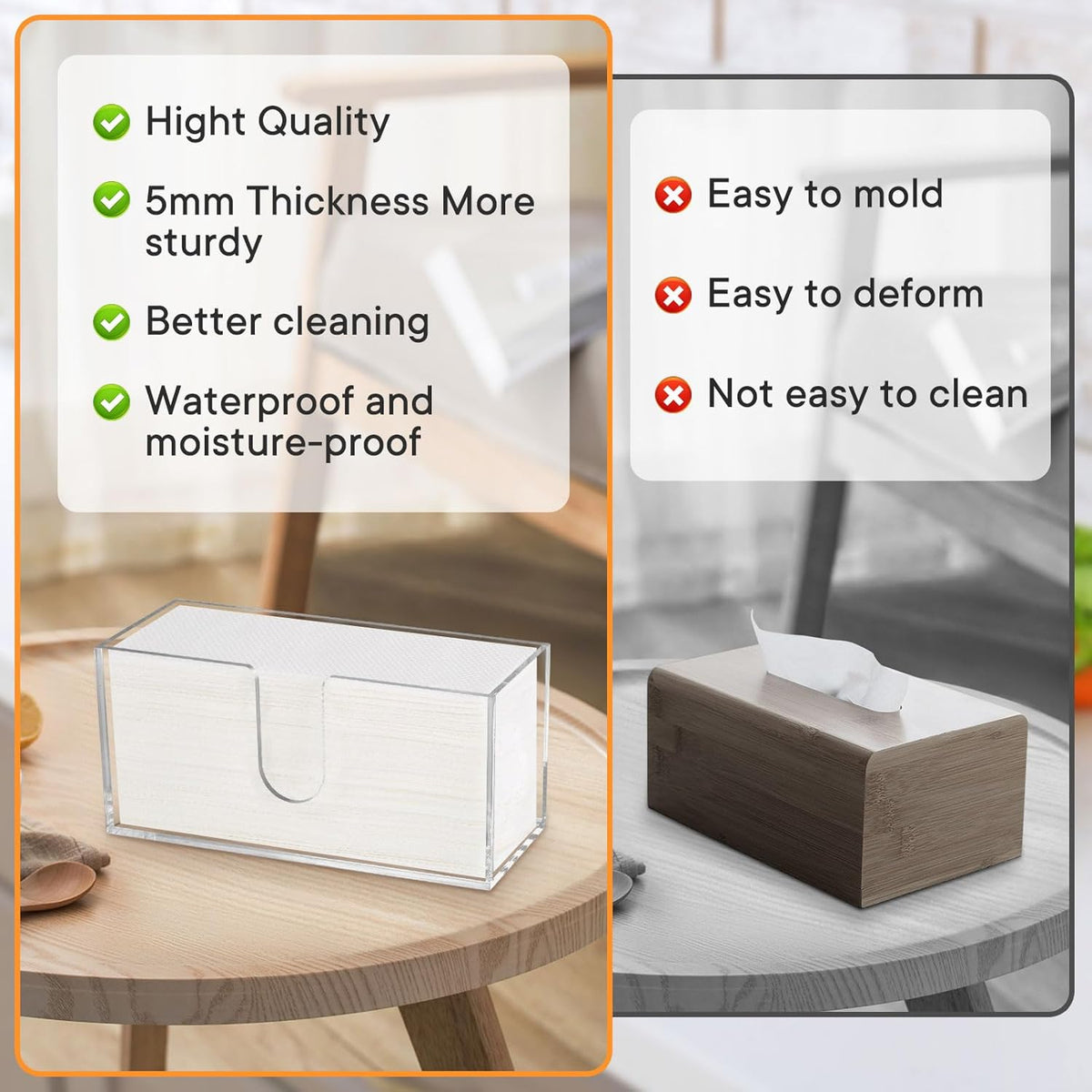 Acrylic Paper Towel Dispenser, Paper Towel Holder Countertop Clear Multi Trifold Napkin Holder