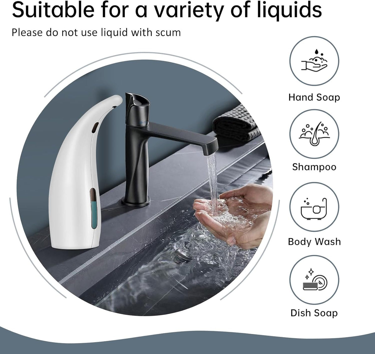 Automatic Liquid Soap Dispenser,300ML Touchless 4 Gear Adjustable,Countertop Electric Battery