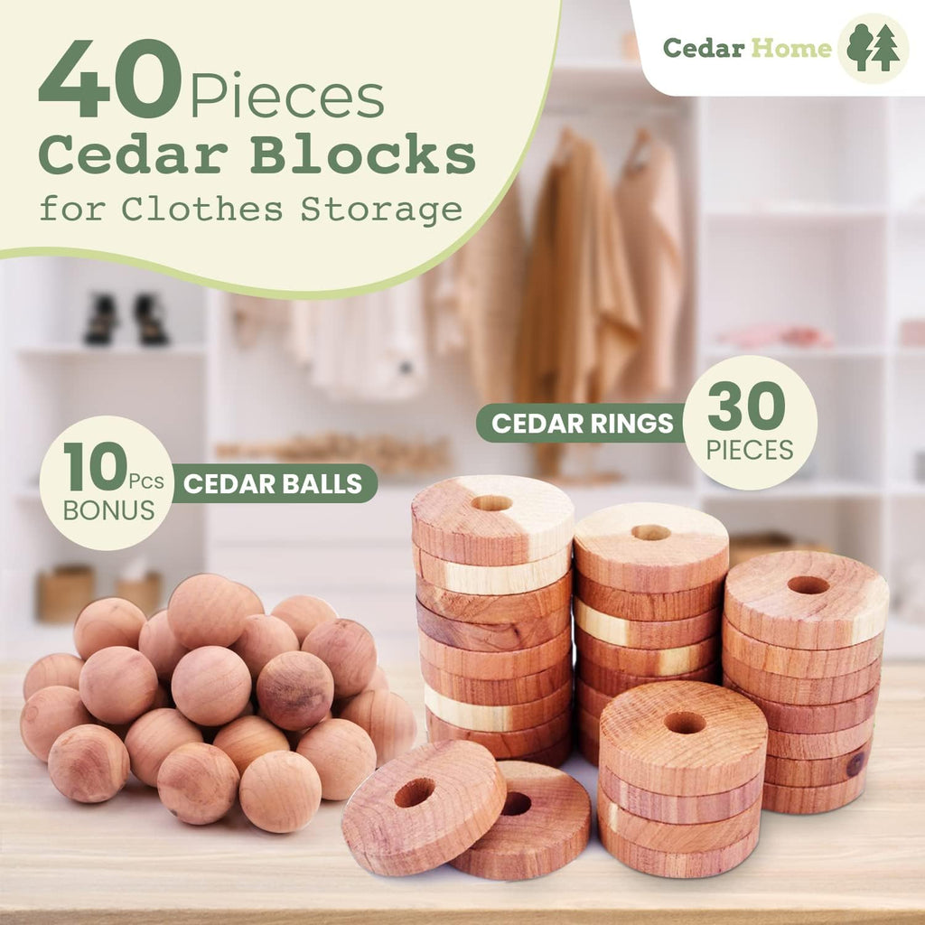Cedar Blocks for Clothes Storage | Cedar Balls & Rings | Dresser Drawer Freshener Odor Eliminator |