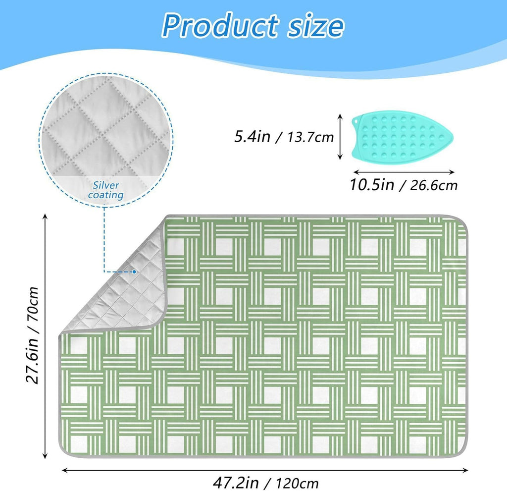 Ironing Mat for Table top Portable Ironing Pad Blanket for Washer Dryer Countertop Travel Green