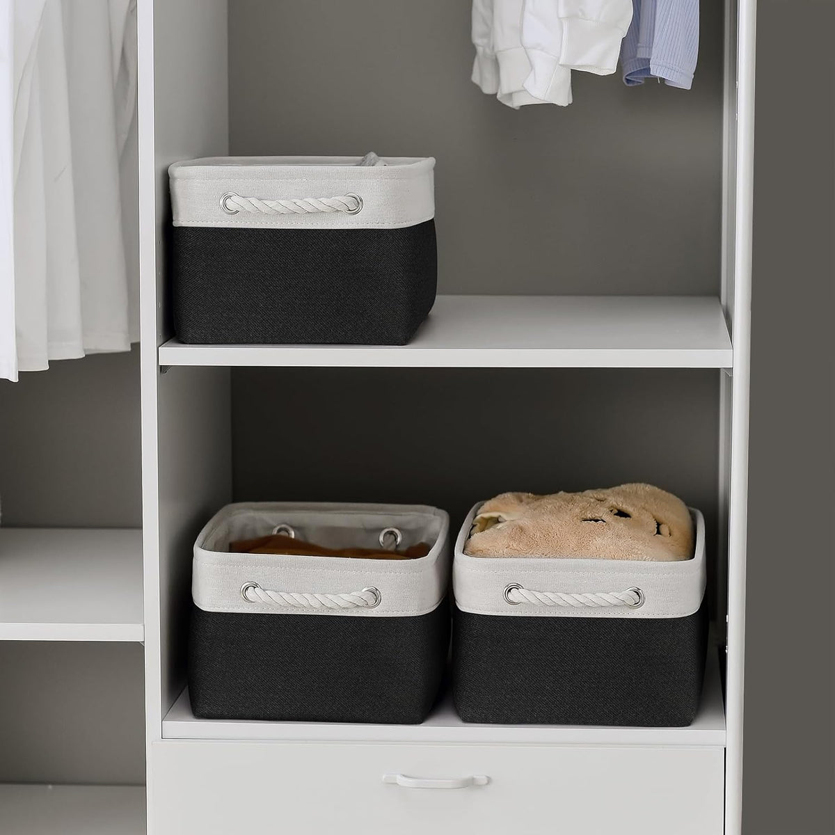 TheWarmHome Storage Basket for Organizing - 3 Pack 13.8x9.8x6.7 inch Medium Collapsible Storage Bin
