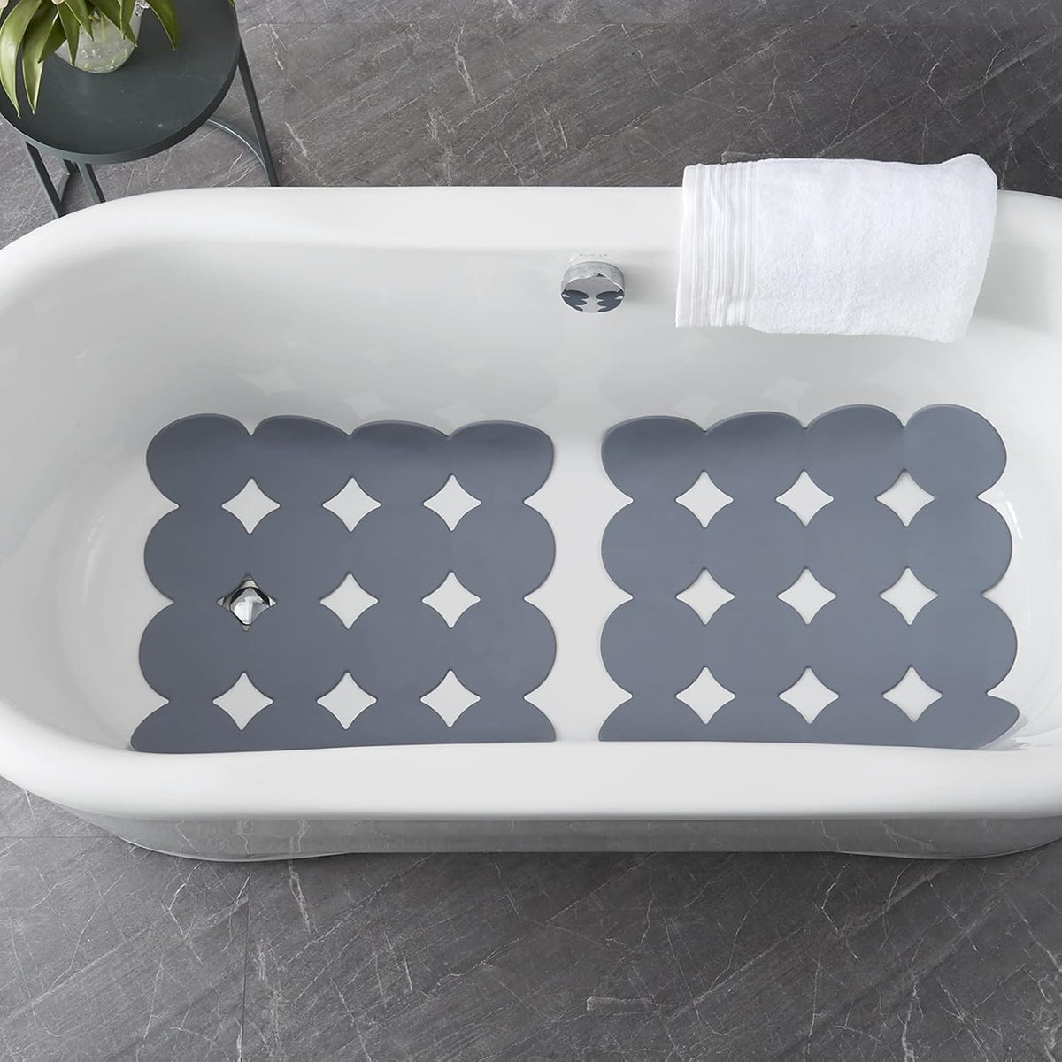 Square Shower Mat Nonslip - Rubber Bathtub Mat with Suction Cups for Inside Shower Bathroom Floor