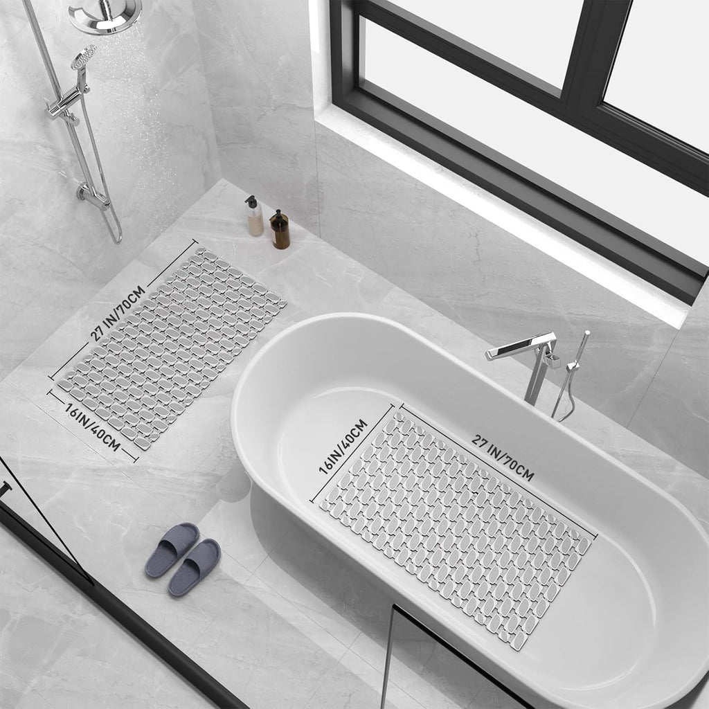 Shower Mat Non Slip Bathtub Mat - 27 x 16 Inch Eco-Friendly Soft Bath Mat for Tub Non Slip Shower