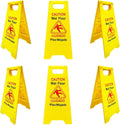 Displayforever 6 Packs Caution Wet Floor Signs for Restaurant, Restroom, Office | 2-Sided Safety
