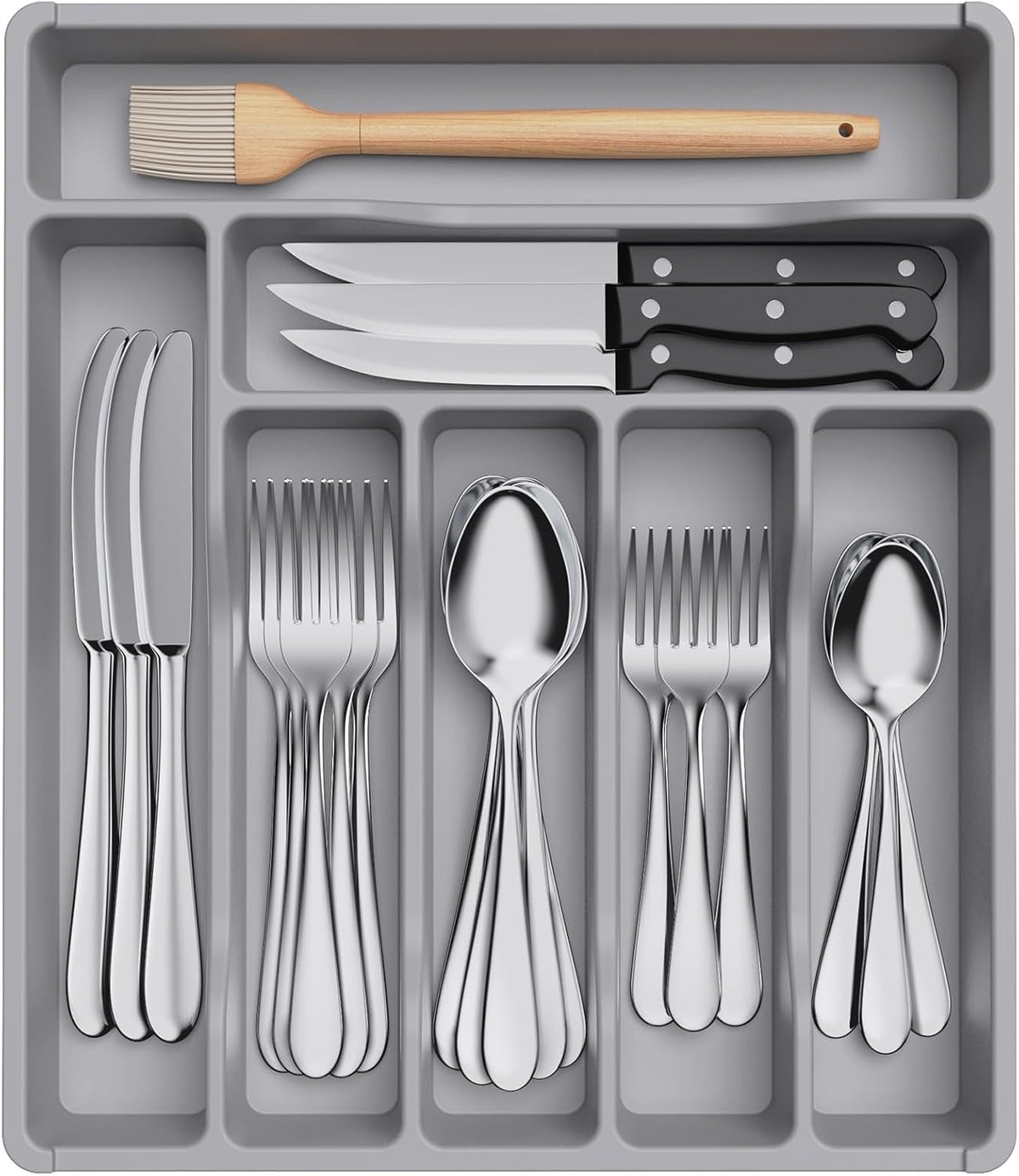 Lifewit Silverware Drawer Organizer Tray, Plastic Cutlery Storage for Kitchen Drawer, Flatware and