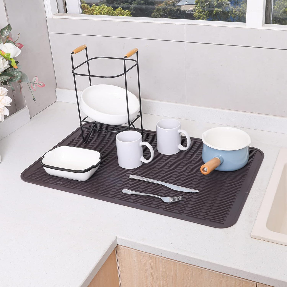 Silicone Dish Drying Mat for Multiple Usage,Easy clean,Eco-friendly,Heat-resistant Silicone Mat for