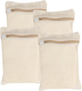 4 Piece Small, Durable Organic Cotton Mesh Laundry Bag with Strong Zipper and Breathable Mesh