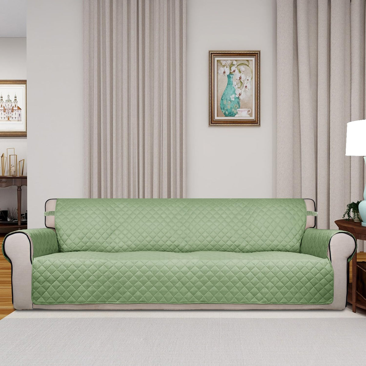 PureFit Reversible Quilted Sofa Cover, Water Resistant Slipcover Furniture Protector, Washable
