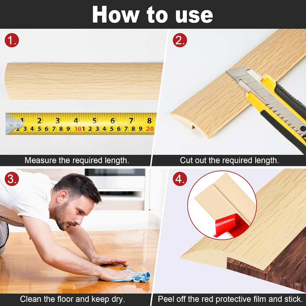 3.3Ft Carpet Floor Transition Strip, Self Adhesive Floor Edging Trim Strip for Doorway, PVC Floor