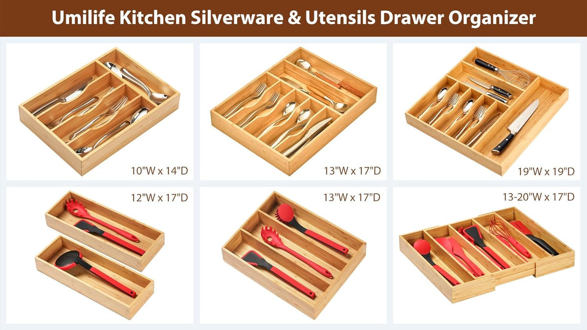 Umilife Bamboo Kitchen Drawer Organizer, 8 Inch – view 6