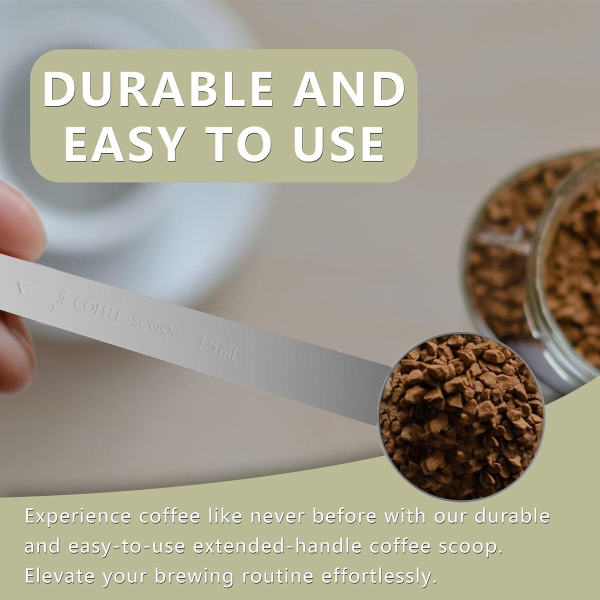 1PCS 2 Tablespoon Coffee Scoop, 9.5" Long Handle Measuring Spoon, Two tbsp (30 ml) Stainless Steel