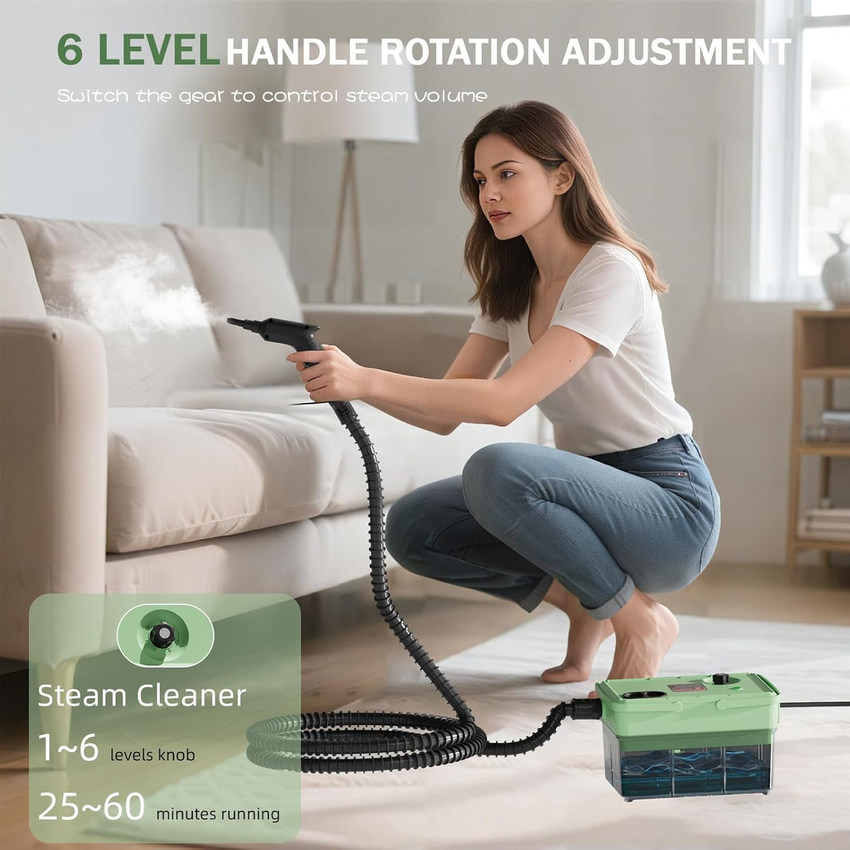 Handheld Steam Cleaner 2500W,10s Fast Heat-Up & 50.73OZ Large Tank,Pressurized Portable Steamer