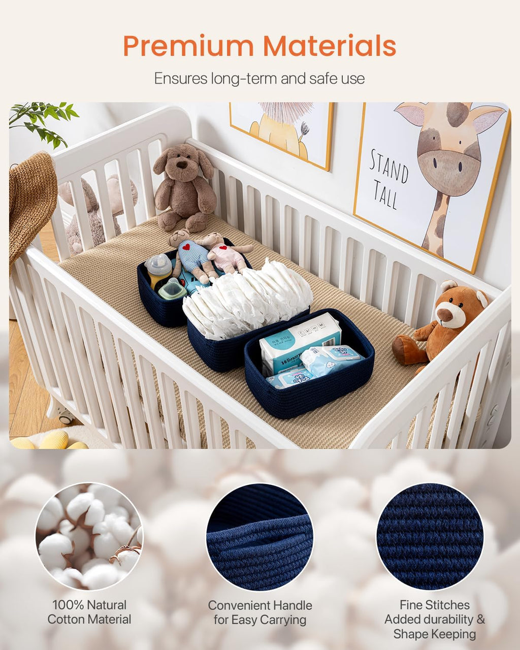 Small Woven Basket, 12 x 8 x 4.5 Inches, Storage Basket for Organizing, Cute Small Rope Shelf