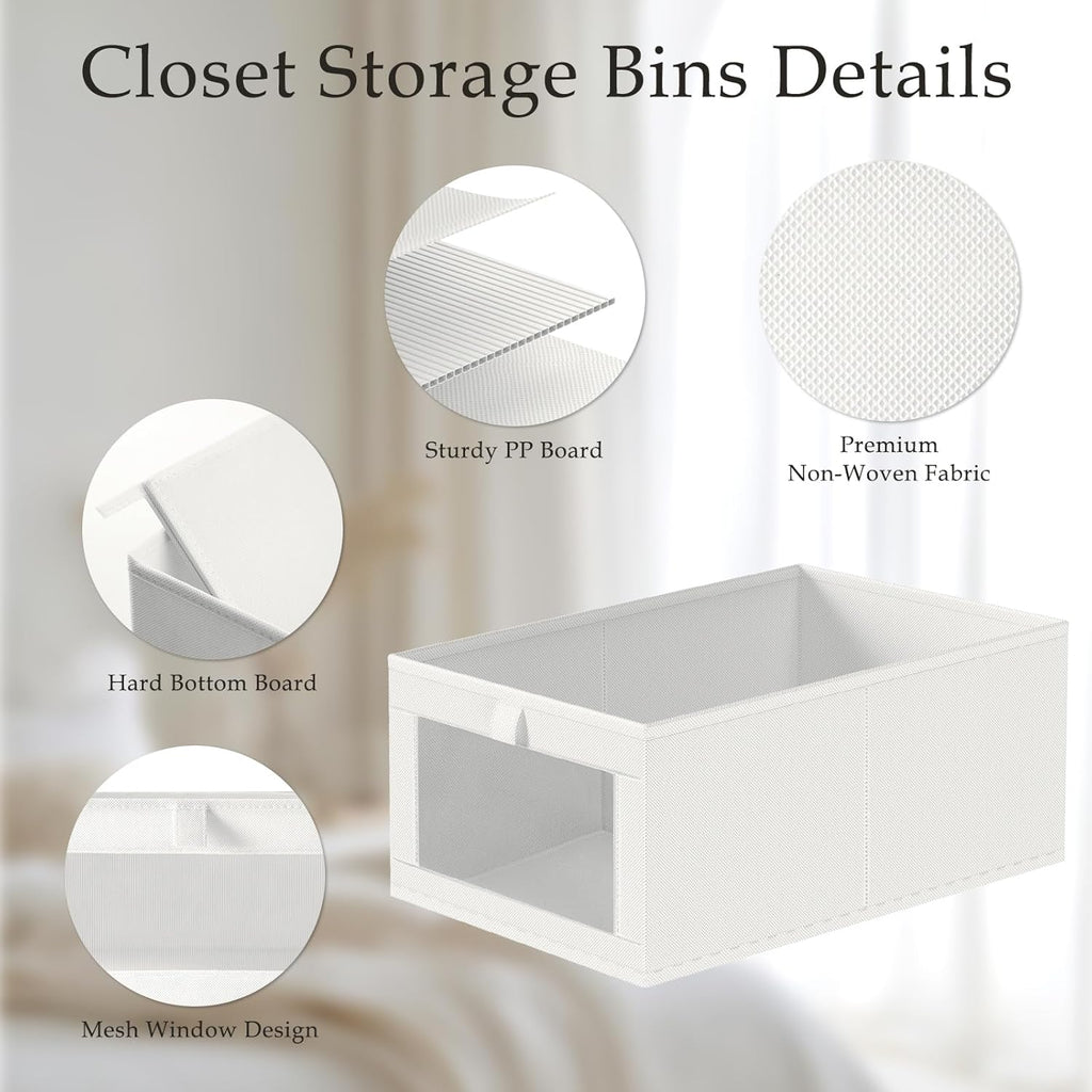 Criusia 4 Pack Closet Organizers and Storage, Large Linen Closet Baskets for Organization, Foldable