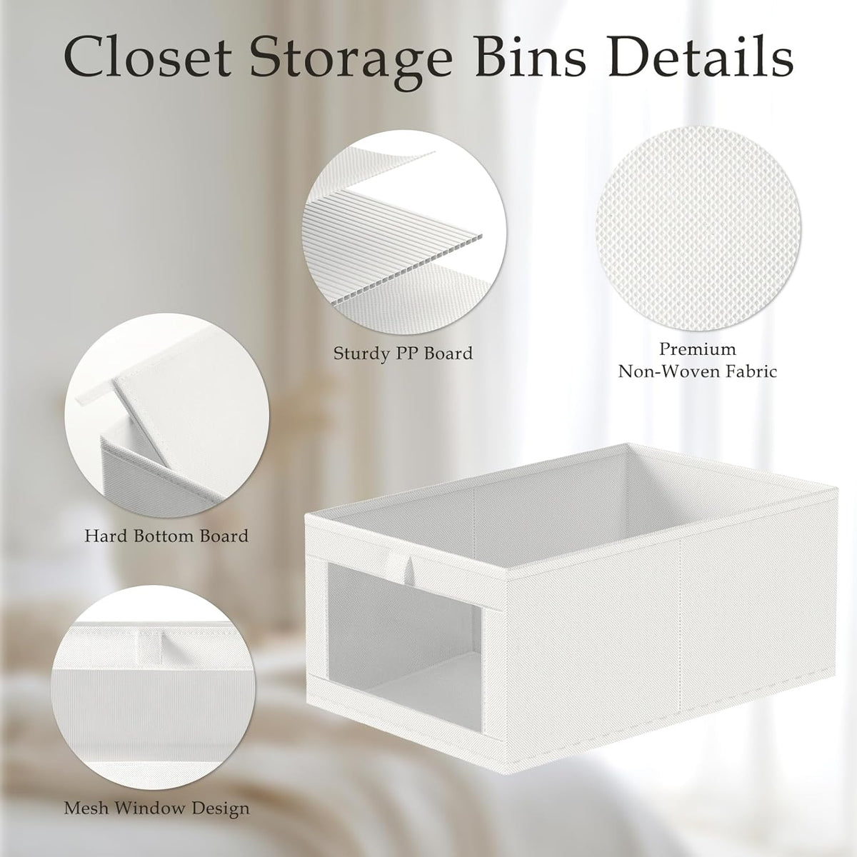 Criusia 4 Pack Closet Organizers and Storage, Large Linen Closet Baskets for Organization, Foldable