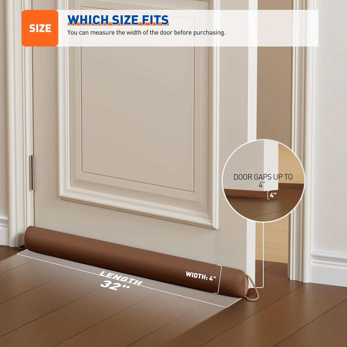MAGZO Door Draft Stopper, 32 Inch Under Door Draft Blocker Noise Stopper, Weighted Wind Blocker