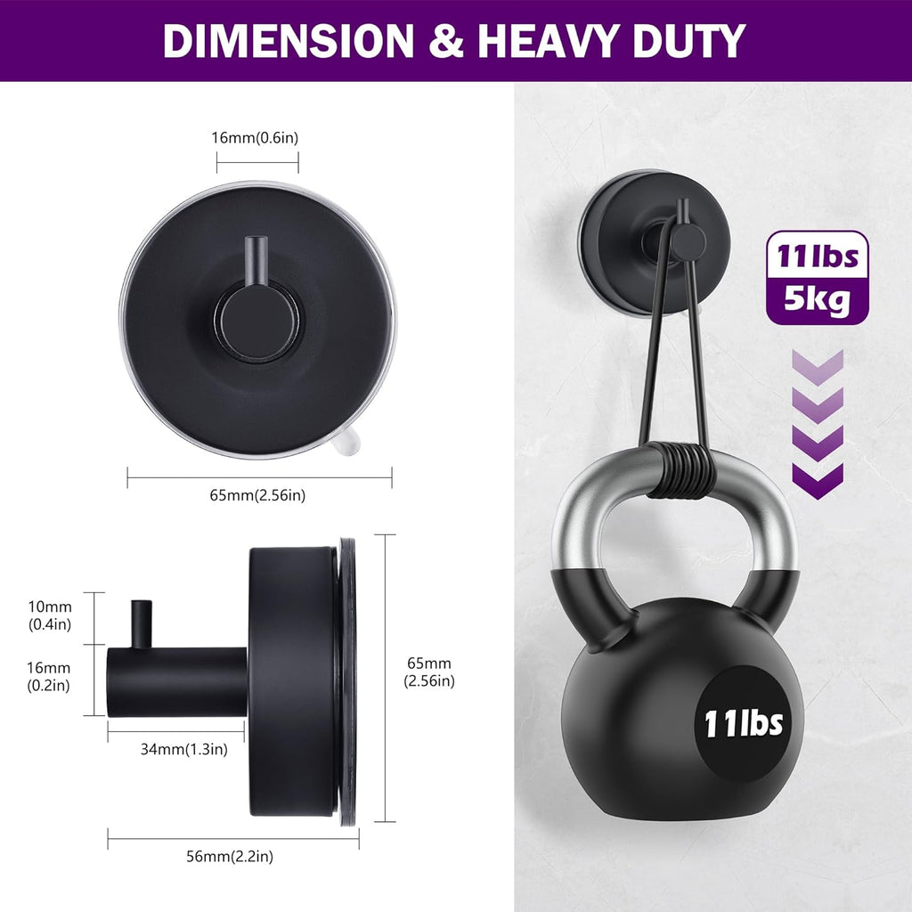 JOMOLA Stainless Steel Bathroom Suction Hooks - No Drill Adhesive-Free Wall Mount for Shower, Towel