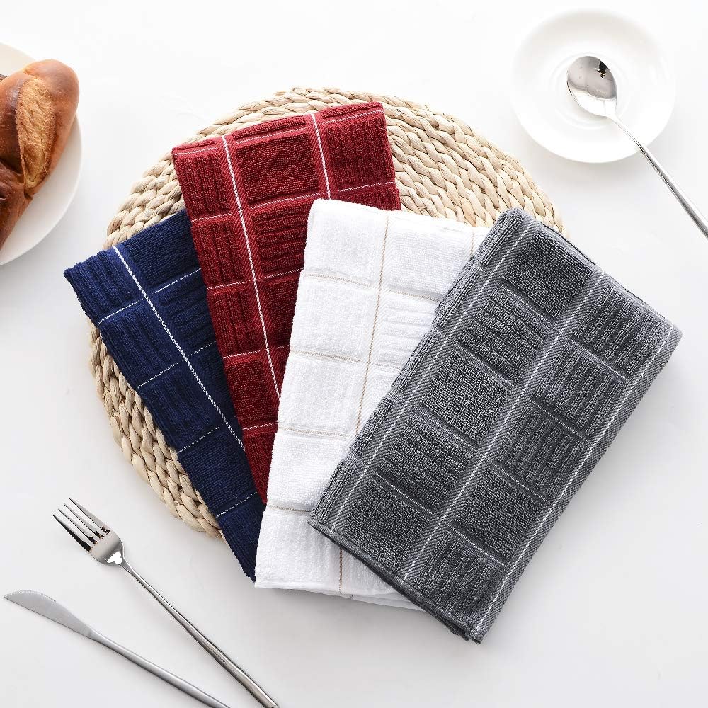 Anyi Kitchen Dish Towels Heavy Duty Absorbent Dish Cloths with Hanging Loop 100% Cotton Tea Bar